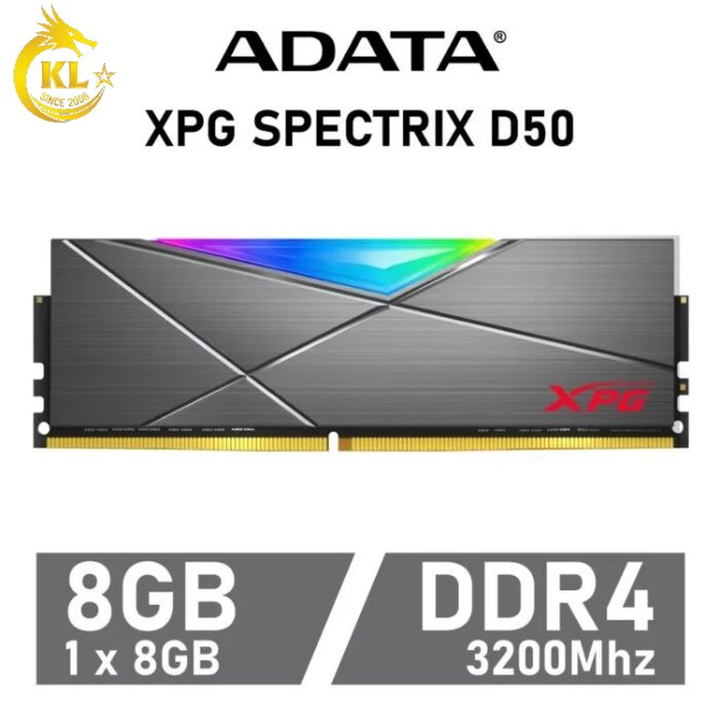 Ram DDR4 Adata 8GB 3200Mhz XPG Spectrix D50 RGB (AX4U320038G16A-ST50)